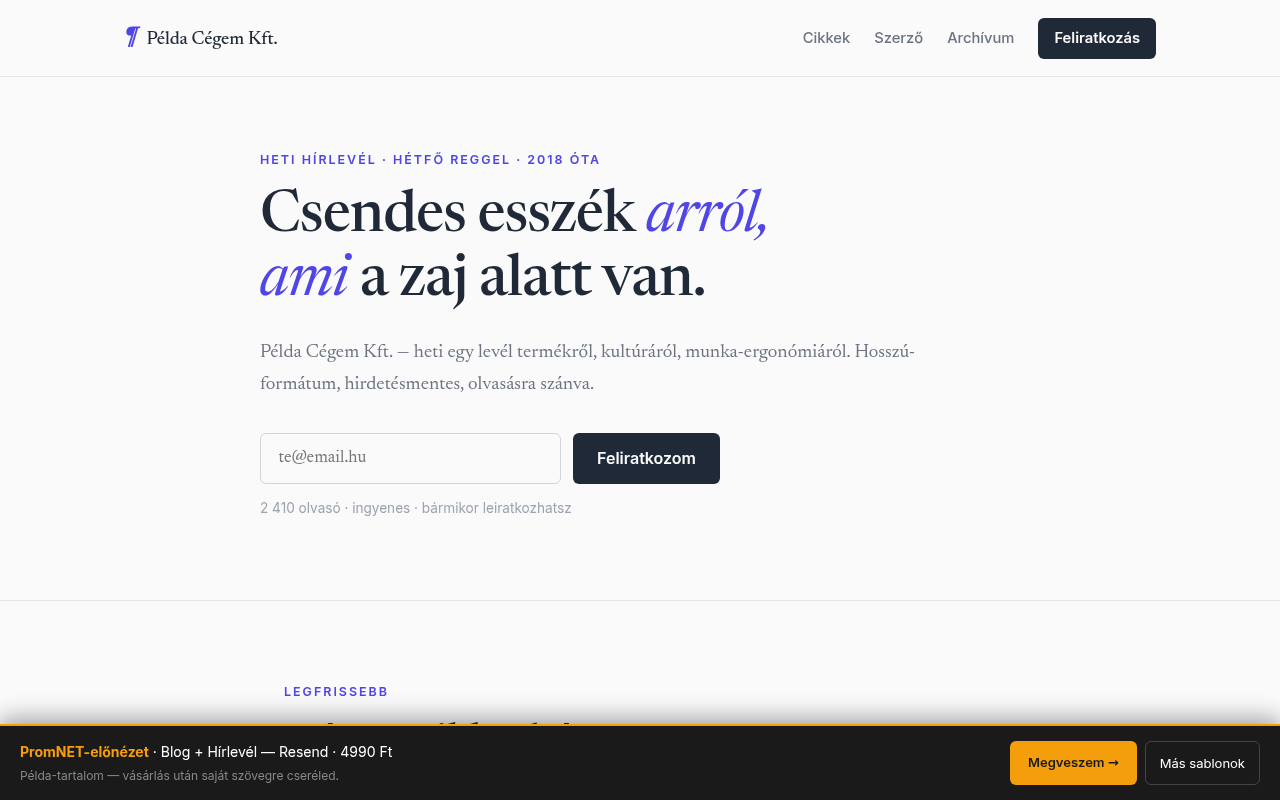 Blog + Hírlevél — Resend preview
