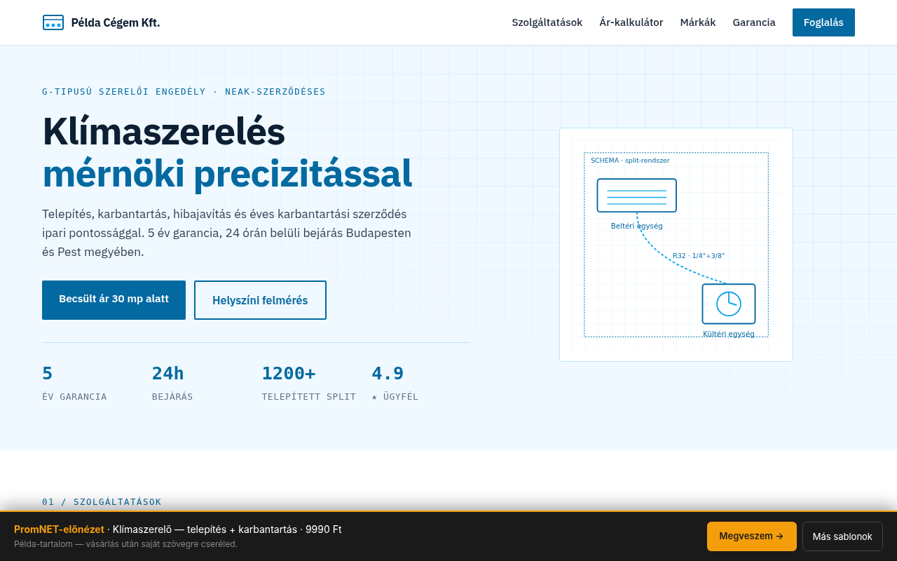 Klímaszerelő — telepítés + karbantartás preview